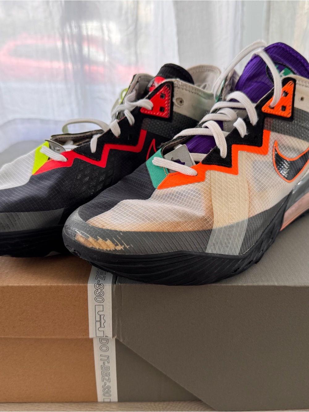 NIKE Lebron XVIII Multicolor Men's Basketball Shoes with Neon accents